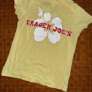 Trader Joe's Light Yellow Hibiscus Logo Tee
